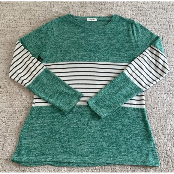 Blooming Jelly Women's Long Sleeve Round Neck Multicolor Stripe Sweater Size M - Picture 2 of 10